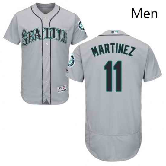 Mens Majestic Seattle Mariners 11 Edgar Martinez Grey Flexbase Authentic Collection MLB Jersey